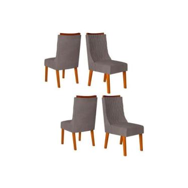 Imagem de Kit 4 Cadeiras Sala Jantar Jade 4 Un Freijó/Veludo Lunar - DJ Móveis