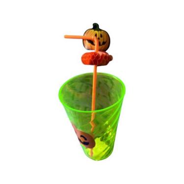 Imagem de Kit 12 Canudo 30cm Com Tag Abóbora De Halloween Dia das Bruxas Festas 