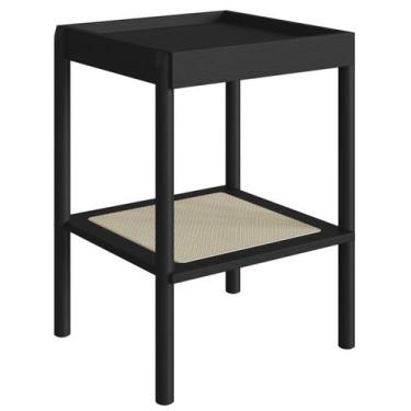 Imagem de Mesa Lateral 58 CM Pes Madeira Palhinha Oslo 27962 Nero Artesano - Art