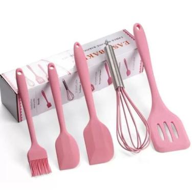 Imagem de Utensílios De Cozinha Silicone com Fue  Kit c/ 5 - MIX DE PRODUTOS, Ro