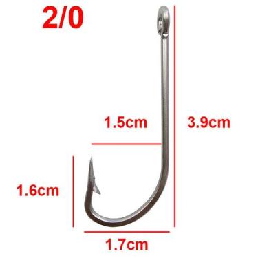 Imagem de Anzol para Pesca Em Aço Inox Com Argola 10 Peças Marinizado Varios Tam