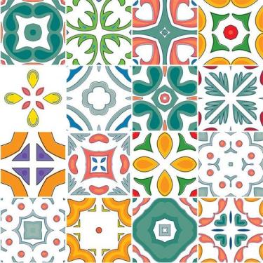 Imagem de Adesivo de Azulejo - Ladrilho Hidráulico - 10cm x 10cm - 16un - 384Azp