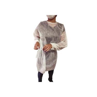 Imagem de Avental Manga Longa Punho Lastex 1,10x1,40cm 40g Branco 10un - Tissy