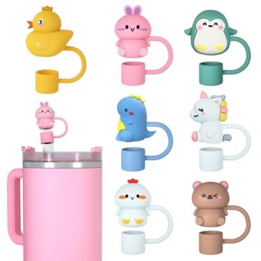 Imagem de Capa de palha de animal para copo Stanley, topo de palha para copo Stanley de 30 e 1,134 g com alça, tampas reutilizáveis de 10 mm, pontas de canudo reutilizáveis, tampa à prova de poeira para garrafa