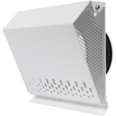 Imagem de Vent Systems Tampa de ventilação de suprimento de ar de 10 cm com junta de borracha - Aço galvanizado branco - Caixa de entrada de ar externa robusta à prova de intempéries - Montagem de duto ou