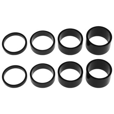 Imagem de Micro Traders Espaçador de fone de ouvido de bicicleta, 8 peças, haste dianteira, garfo, arruela, 5 mm/10 mm/15 mm/20 mm, espaçador de fone de ouvido de liga de alumínio para MTB BMX Road Bike preto