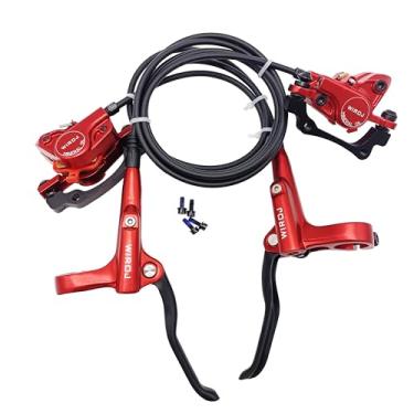 Imagem de Conjunto de freio a disco hidráulico de mountain bike, kit de freio a disco mecânico dianteiro e traseiro adequado para bicicleta MTB XC Trail, e-Bike, Fat Bike, kit de atualização (vermelho - frente