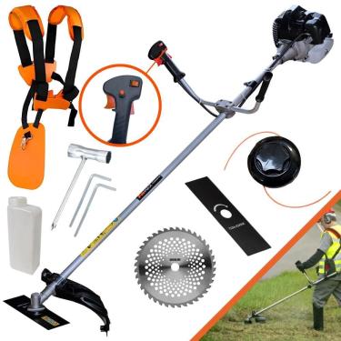 Imagem de Roçadeira Anmax CG430-B À Gasolina 2T 43cc 1,7HP de Potência 12.000rpm Alta Performance Com Carretel Nylon e Faca 2 Pontas + Lâmina Vídea 40 Dentes