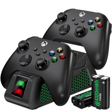 Imagem de Mocagen Carregador de Bateria para Xbox - Compatível com Xbox One, One X, S, Elite, Series S - Estação de Carga para Dois Controles - Recarregável até 2000 Vezes - Preto