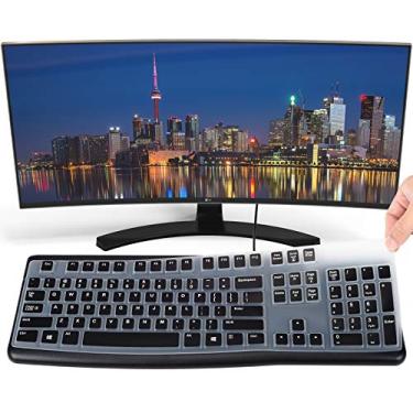 Imagem de Capa de teclado compatível com teclado Logitech K120 e Logitech MK120, capa de teclado Logitech K120 e MK120 - preta