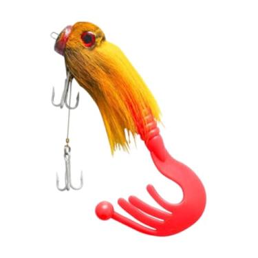 Imagem de MERIGLARE Isca de pesca artificial para água salgada, isca de rato, peludo 3D com 2 ganchos isca de pesca realista para ratos de água grande, Amarelo