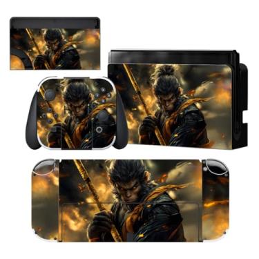Imagem de PlayVital Para Nintendo Switch OLED Skins Conjunto completo – Adesivo de vinil protetor sem resíduos para console Switch OLED, Dock, Joycon e punhos de mão - Wasteland Wukong