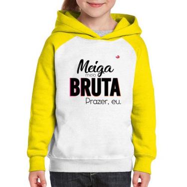 Imagem de Moletom Infantil Meiga meio bruta - Foca na Moda, Branco, Amarelo, 4