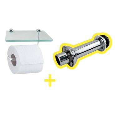 Imagem de Papeleira Porta Papel Higiênico Vidro Celular Decoração Banheiro + Tud