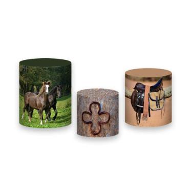 Imagem de Trio De Capa Cilindro - Cavalo Na Fazenda 002 - Via Cores