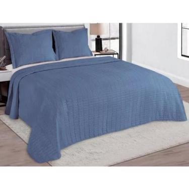 Imagem de Kit Colcha Cobre Leito Galeria Casal Dupla Face 3 Peças - Camesa, Azul