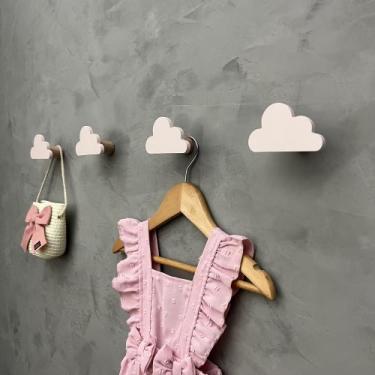 Imagem de 5 Ganchos de parede infantil decoração céu nuvem rosa 5NuMk6 - Souveni