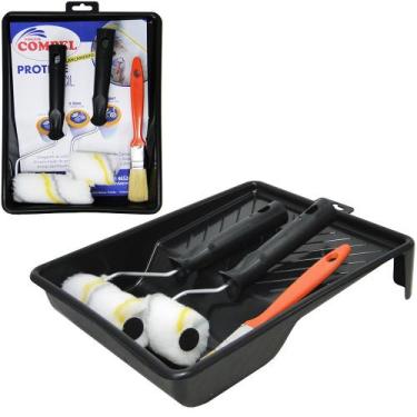 Imagem de Kit bandeja de pintura com píncel / trincha + 2 rolo de lã de carneiro