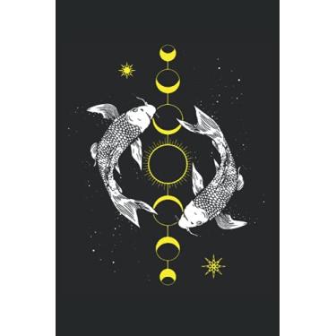 Imagem de Koi Carp Moon Phase Astrology Ying Yang Anti Stress Japan Fish Garden Pond: NOTEBOOK - Funny Japan Souvenier Fish Koi Gift, Gift Idea - A5 (6x9) - 120 ... Book, Sketch, Planner, Birthday, Funny, Sweet