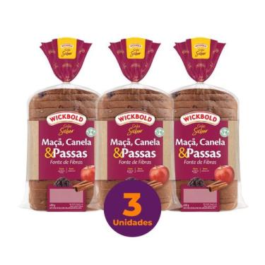 Imagem de Kit c/ 3 Pão de Forma Integral Wickbold Grão Sabor Maçã, Canela & Pass