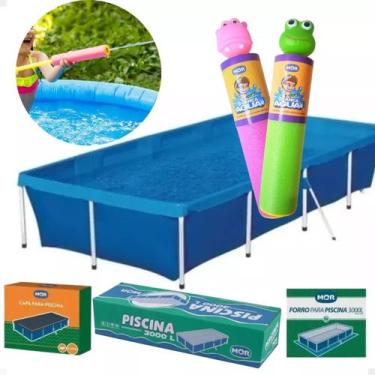 Imagem de Kit Completo Piscina 3000l Mor + Capa +forro + 2 Lança Agua, VERDE ROS