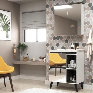 Imagem de Gabinete de Banheiro 70cm com Lavatório e Armário Ref 710 Cewal - Bran