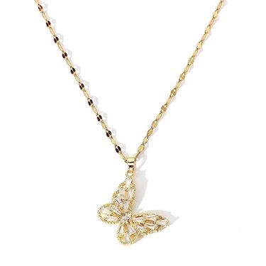 Imagem de Colar de Borboleta BTSEURY, Colar para Mulheres, Colar Dourado Elegante Requintado Com Pingente de Borboleta de Aço Inoxidável
