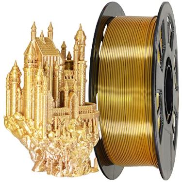 Imagem de MIKA3D Filamento bicolor de coextrusão PLA de café dourado metálico de seda de duas cores, 1,75 mm, 2 cores em 1, impressão multicolorida, PLA, amplamente adequado para impressora 3D, material de cor