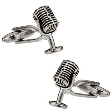 Imagem de Abotoaduras de microfone com caixa de apresentação do cantor de alto-falante do Cuff-Daddy