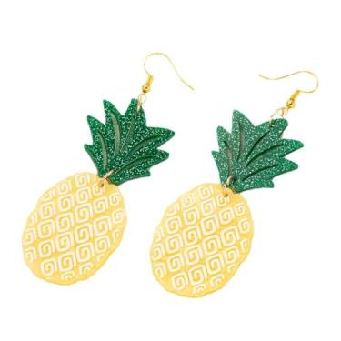 Imagem de Brincos boêmios de folha de palmeira de resina, brincos tropicais, coco, abacaxi, óculos de sol, flamingo, havaiano, joia boho, Acrílico, Sem pedra preciosa
