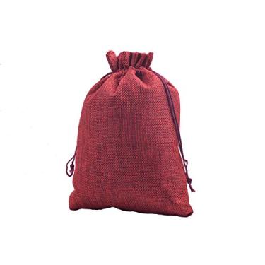 Imagem de Sansam 10 peças 20 x 30 cm, tamanho grande de cordão de vinho e forro de cânhamo/hessian, bolsas de joias, lembrancinhas de casamento, embalagem de joias, sacolas de presente