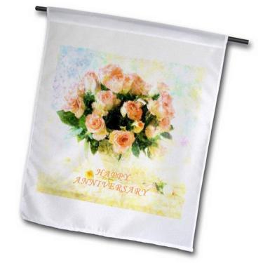 Imagem de 3dRose fl_98583_2 Bandeira de jardim Happy Anniversary Said with Still Life of Enorme Buquê de Rosas, 45,7 x 68,5 cm