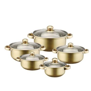 Imagem de HJZSZX 5Pcs Aço Inoxidável Multifuncional Panelas Coloridas de Ferro Fundido para Cozinha Hotel Indução Gás Elétrico Cassete Fogão,5,5 pc