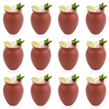 Imagem de BUWUSMU 12 peças mini Cantaritos de Barro atiradores de 59 ml, mini garrafas de tequila de cerâmica Jarritos de Barro Mexicanos Taco Tuesday, copos fofos para tequila Margaritas Mojitos