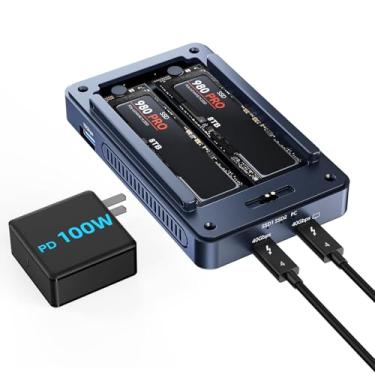 Imagem de ACASIS Gabinete SSD M.2 NVMe de 40 Gbps, ventilador de resfriamento, compatível com Thunderbolt 4/3/USB 4.0, suporta SSD B+M M-Key, gabinete SSD Dual-Bay Dual Monitor Software RAID, 2 USBC 40Gbps para