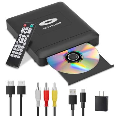 Imagem de Leitor de DVD Mini HD com Hdmi, leitor de DVD de várias regiões para Smart TV, cabo de saída HDMI/RCA incluído, 1080p, memória de ponto de interrupção, PAL/NTSC integrado, leitores de CD para casa