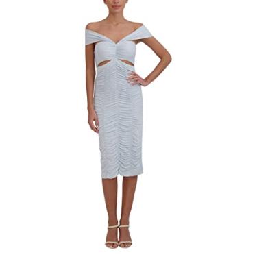 Imagem de BCBGMAXAZRIA Vestido feminino com recorte midi tomara que caia, Azul, GG