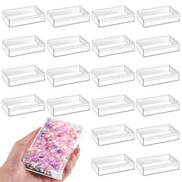 Imagem de Aiofaervy 20 caixas de acrílico transparente com tampas, 10 x 7 x 2,7 cm pequenos cubos de doces de plástico mini caixas de doces caixa de presente de plástico transparente para exibição de brincos,