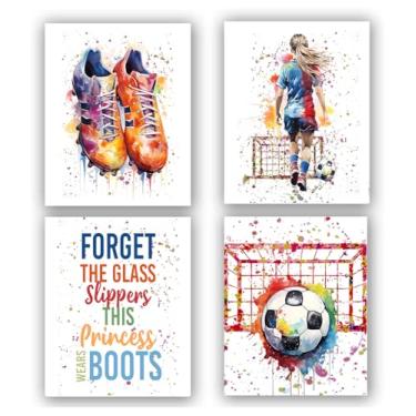Imagem de ZOQIPQO Estampas de Pôster de Futebol, Arte Colorida de Futebol para Decoração de Quarto de Meninas, Arte de Parede de Quarto de Meninas, Quarto de Menina Adolescente, Vestiário de Clube, Decoração De