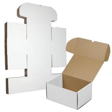 Imagem de HESESOH Conjunto de 20 caixas de transporte de 10x7x5 polegadas, caixa de papelão ondulado branco, mailer de literatura para embalar pequenas empresas