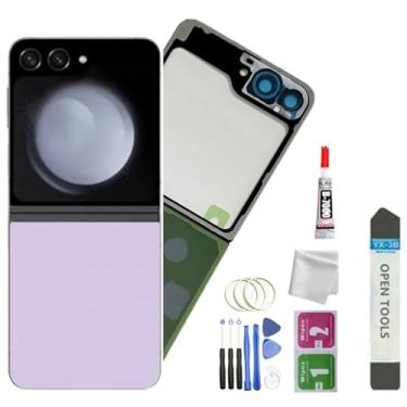 Imagem de JMBTQ Substituição de vidro traseiro Galaxy Z Flip 5 para Samsung Galaxy Z Flip 5 com fita + lente de câmera + ferramentas (lavanda)