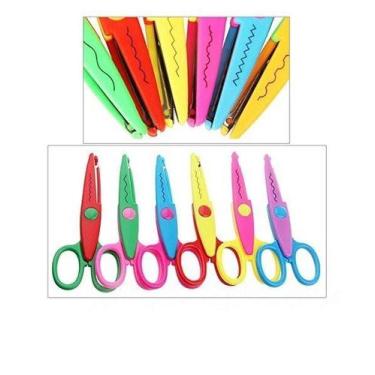 Imagem de Kit 6 Tesoura Decorativas Artesanato Picotar Papel Scrapbook - Kit 6 C