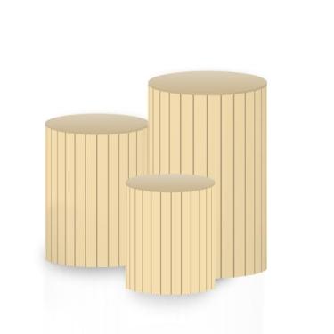 Imagem de Kit 3 Capas de Cilindro P M G Para Festa Sublimado Vários Modelos. (Amarelo)