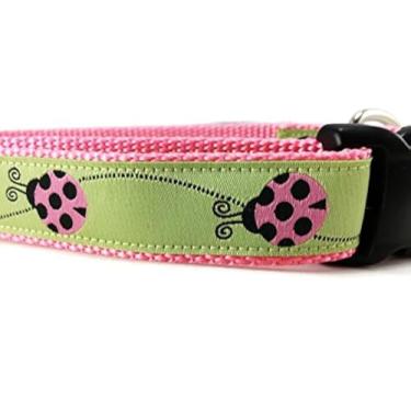 Imagem de Coleiras de cachorro de qualidade Caninedesign, coleira de joaninha, design canino, verde, rosa, 2,5 cm de largura, ajustável, nylon, médio e grandeCANINEDESIGN QUALITY DOG COLLARS Large 15-22" verde 0092