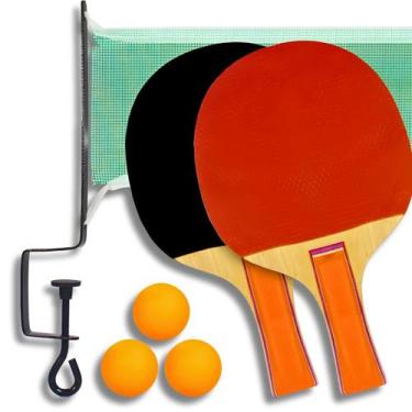 Imagem de Kit Tênis De Mesa 2 Raquetes 3 Bolinhas de Ping Pong E Rede - MBTech