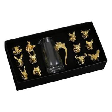 Imagem de DimyFew Conjunto de Copos de Uísque Doméstico Estilo Chinês, Conjunto de Presente de Luxo, Caixa de Presente de Bar