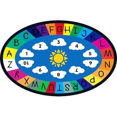 Imagem de Genki - Tapetes infantis para sala de jogos – Tapete de área de aprendizagem ABC para sala de jogos, sala de aula, jardim de infância e pré-escola – Tapete educativo com alfabeto infantil para