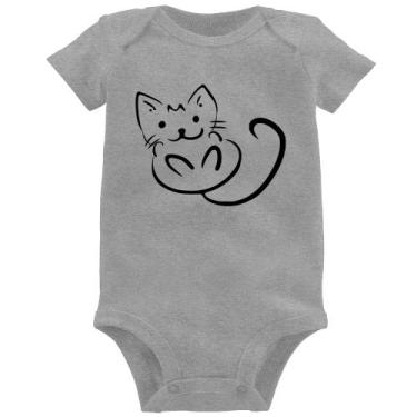 Imagem de Body Bebê Gatinho Traços - Foca na Moda, Cinza, G