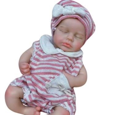 Imagem de Bebê Reborn Menina Toda De Silicone Sólido Artesanal Olhos Fechados Cabelo Implantado Fio A Fio
