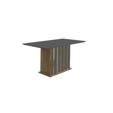 Imagem de Mesa De Jantar 160cm Amália Carvalho/Grafite - Poliman - Poliman Móvei